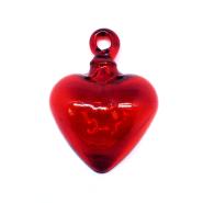 Red 2.6 inch Small Hanging Glass Hearts (set of 6)